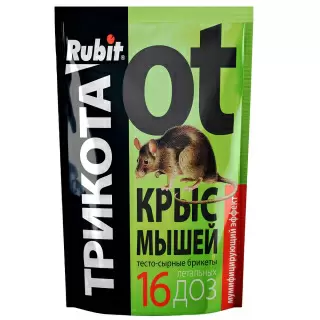 Rubit (Рубит) Трикота мумифицирующая приманка от грызунов, крыс и мышей (тесто брикеты) (16 доз), 150 г